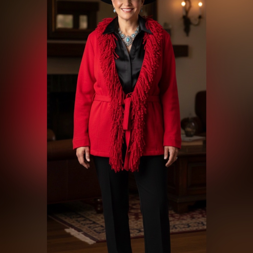 RUBY RD. FRINGE CARDIGAN JACKET XL FORMAL Hollydays Winter Wedding Party Glam